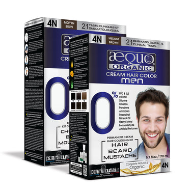Aequo Organic Cream Hair Colour for Men- 170ml - 4N Medium Brown - BuyPureNaturals
