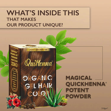 QuikHenna Organic Gel Hair Color 210 Gm - 5N Light Brown - BuyPureNaturals