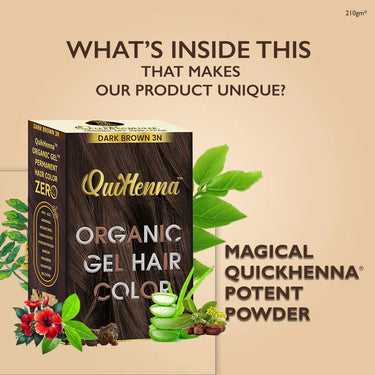 QuikHenna Organic Gel Hair Color 210 Gm -  3N Dark Brown - BuyPureNaturals
