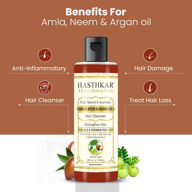 Hasthkar SLS & Paraben Free Amla Neem & Argan Oil Hair Shampoo- 210ml - BuyPureNaturals