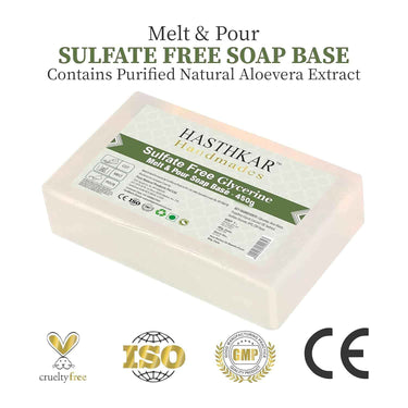Hasthkar SLS & Paraben Free Clear Glycerine Soap Base Bar- 450gm (Pack of 2)