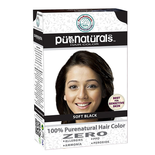 byPureNaturals 100% Organic Powder Soft Black Hair Color (60 Gram) | Pure Natural Hair Colour for Men & Women | Chemical Free & Ammonia Free Hair Colour
