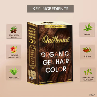 QuikHenna Organic Gel Hair Color 210 Gm - 4N Medium Brown - BuyPureNaturals