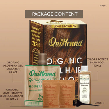 QuikHenna Organic Gel Hair Color 210 Gm - 5N Light Brown - BuyPureNaturals