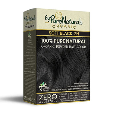 ByPureNaturals 100% Organic Pure Natural Powder Hair Colour- 120 Gm- 2N Soft Black - BuyPureNaturals