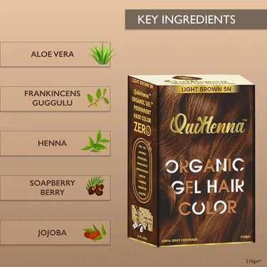 QuikHenna Organic Gel Hair Color 210 Gm - 5N Light Brown - BuyPureNaturals