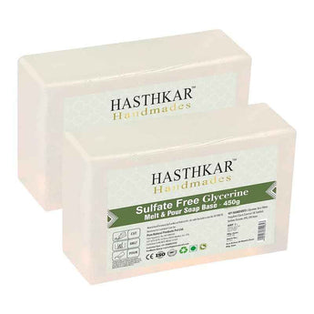 Hasthkar SLS & Paraben Free Clear Glycerine Soap Base Bar- 450gm (Pack of 2)