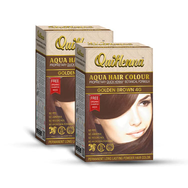 QuikHenna AQUA Powder Hair Color- 110 Gm- 4G Golden Brown - BuyPureNaturals