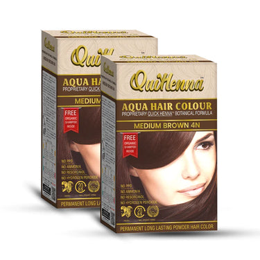 QuikHenna AQUA Powder Hair Color- 110Gm- 4N Medium Brown - BuyPureNaturals