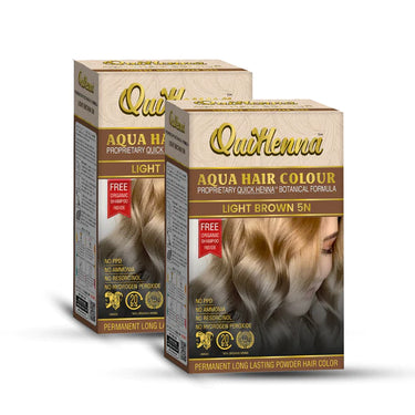 QuikHenna AQUA Powder Hair Color- 110 Gm- 5N Light Brown - BuyPureNaturals