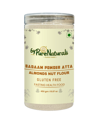 byPurenaturals Badaam Atta Flour Jar Pure Ready to Use Vrat Atta - Ready to Use Atta - 450G