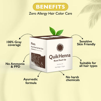 QH+ QuikHenna FLORA Organic Gel Roots Touch Up Hair Color- 32gm