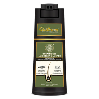 QH+ QuikHenna EVARA Organic Gel Hair Colour Shampoo- 400ml- 2N Soft Black - BuyPureNaturals
