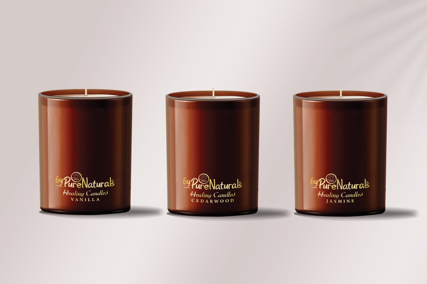 byPureNaturals Premium Healing Candles | Vanilla | Cedarwood | Jasmine | Pack of 3