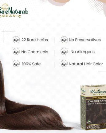 byPureNaturals 100% Pure Natural Powder Hair Colour Dark Brown 3N