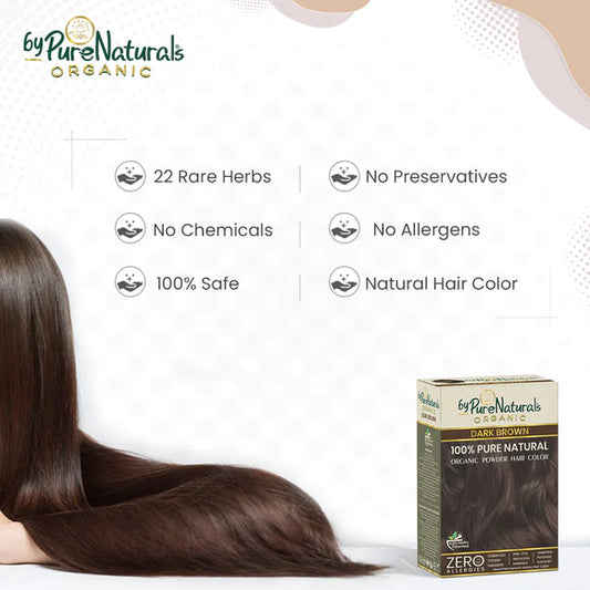 byPureNaturals 100% Pure Natural Powder Hair Colour Dark Brown 3N