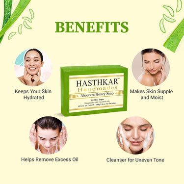 Hasthkar Handmade Glycerine Aloevera Honey Soap- 100gm - BuyPureNaturals