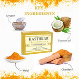 Hasthkar Handmade Glycerine Chandan Haldi Soap- 125gm - BuyPureNaturals