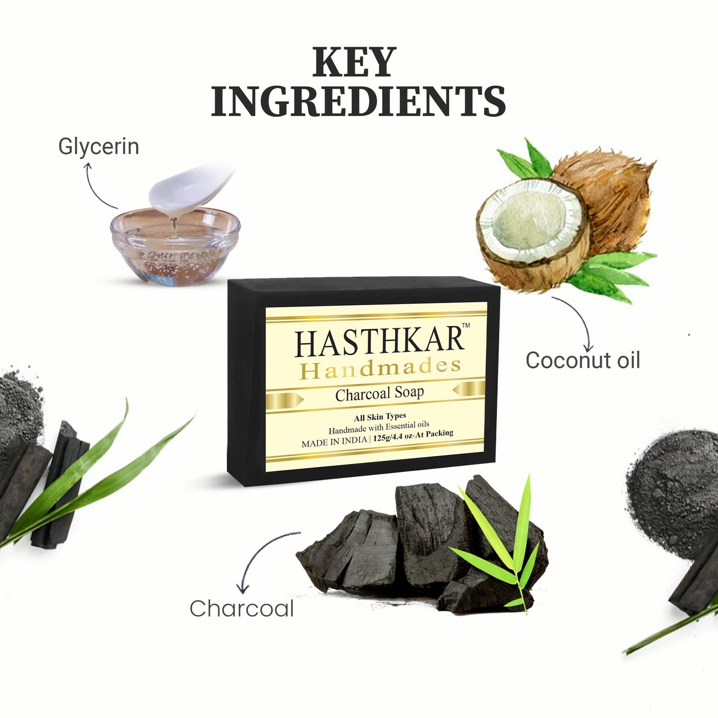 Hasthkar Handmades Glycerine Natural Charcoal Soap 125Gm