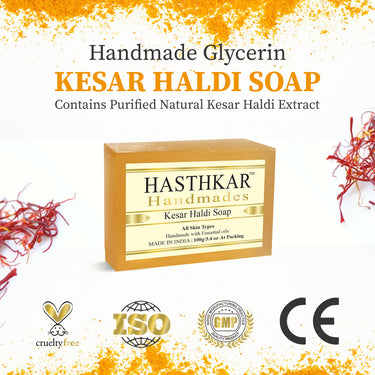 Hasthkar Handmade Glycerine Kesar Haldi Soap- 100gm - BuyPureNaturals