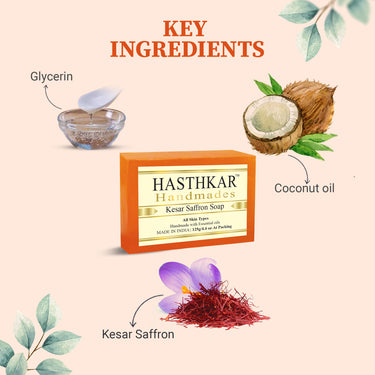 Hasthkar Handmade Glycerine Kesar Saffron Soap- 125gm - BuyPureNaturals