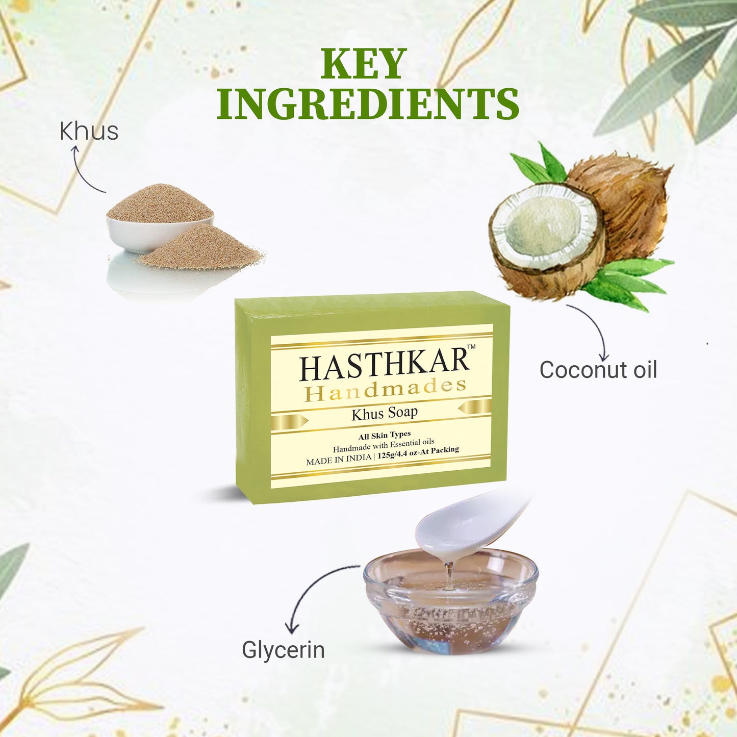 Hasthkar Handmades Glycerine Natural Khus Soap 125Gm