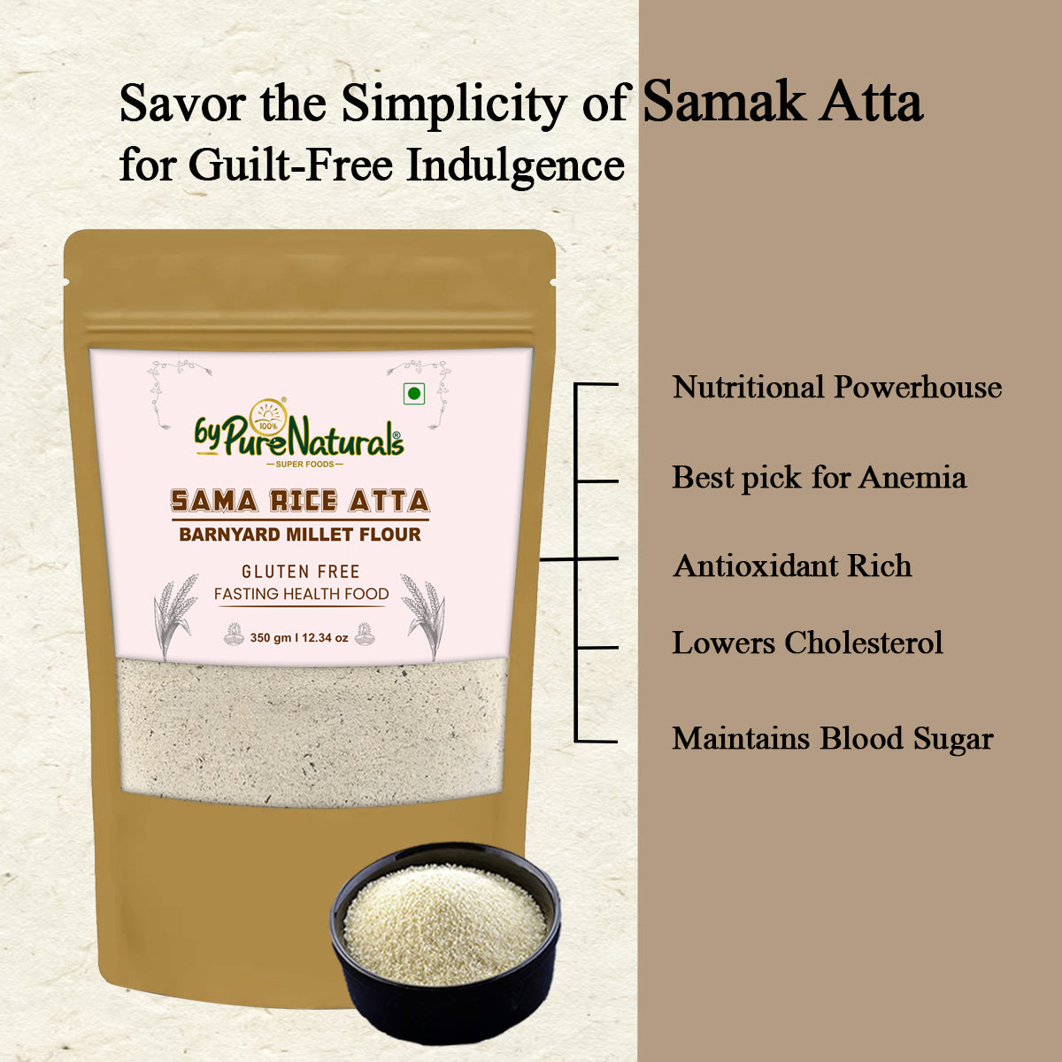 byPureNaturals Gluten Free Sama Rice Atta (Barnyard Millet Flour)- 350 ...