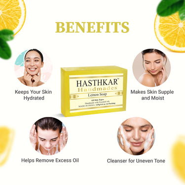Hasthkar Handmade Glycerine Lemon Soap- 125gm - BuyPureNaturals