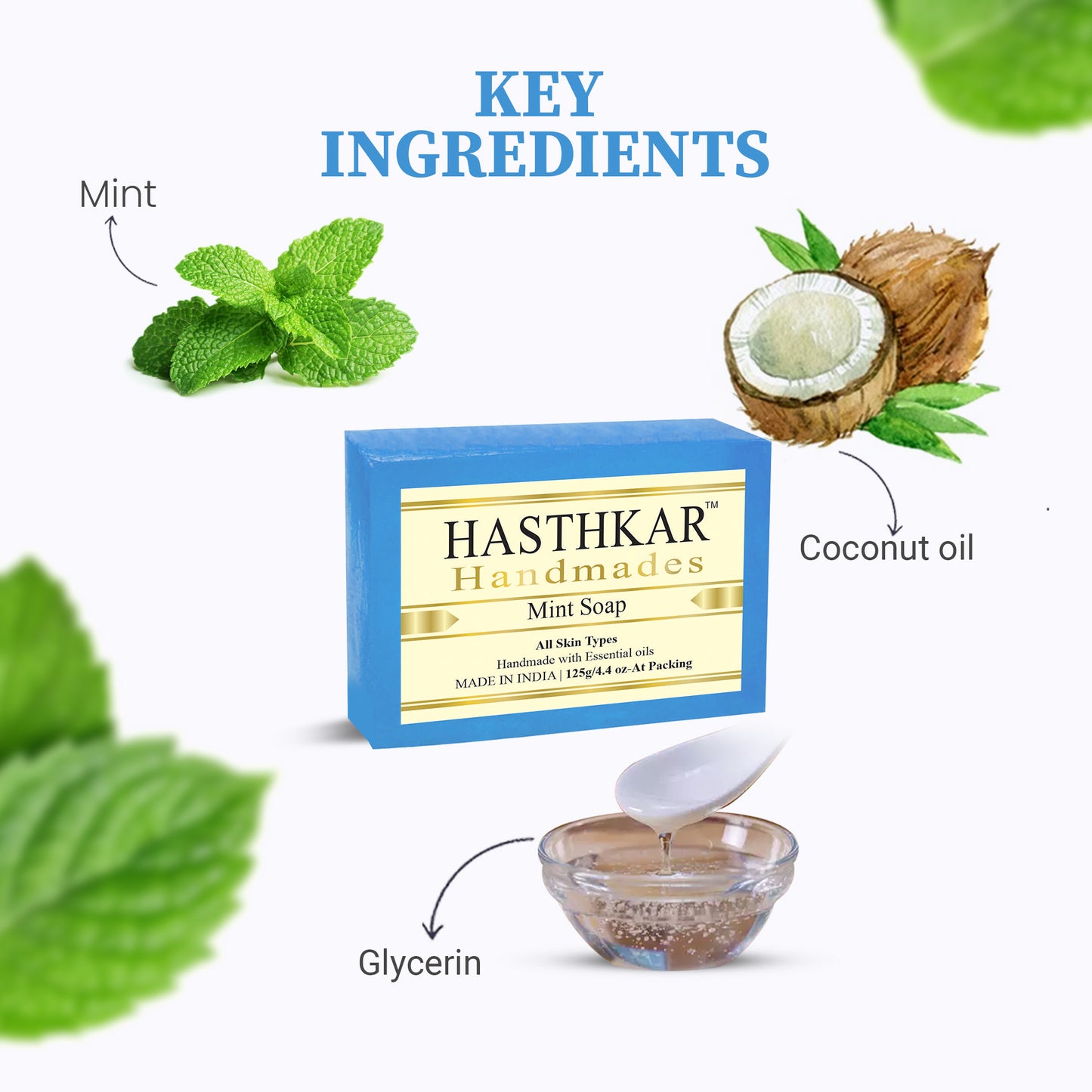 Hasthkar Handmades Glycerine Natural Mint Soap 125Gm