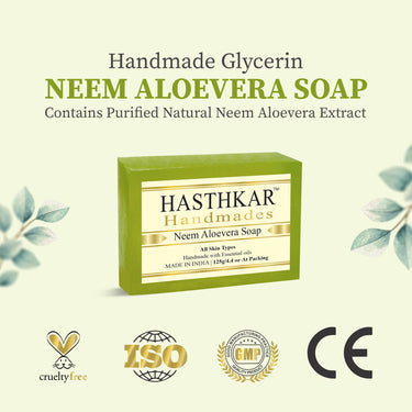 Hasthkar Handmade Glycerine Neem Aloevera Soap- 125gm - BuyPureNaturals