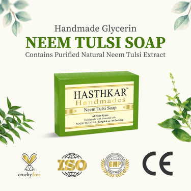 Hasthkar Handmade Glycerine Neem Tulsi Soap- 125gm - BuyPureNaturals