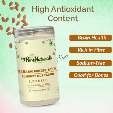 byPureNaturals Gluten Free Badaam Powder Atta (Almonds Flour)- 450 Gm - BuyPureNaturals