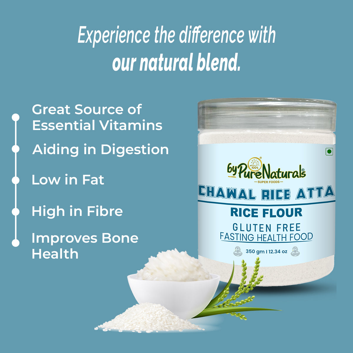 byPureNaturals Gluten Free Chawal Atta (Rice Flour)- 350 Gm - BuyPureNaturals