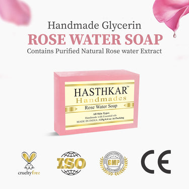 Hasthkar Handmade Glycerine Rose Water Soap- 125gm - BuyPureNaturals
