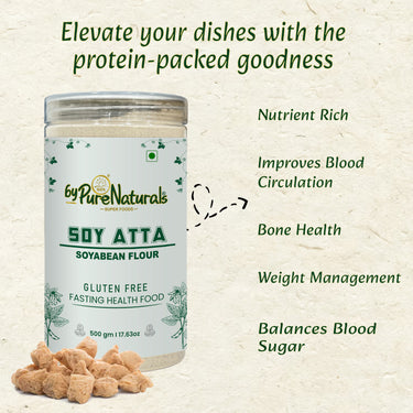 byPureNaturals Gluten Free Soy Atta (Soybean Flour)- 500 Gm - BuyPureNaturals
