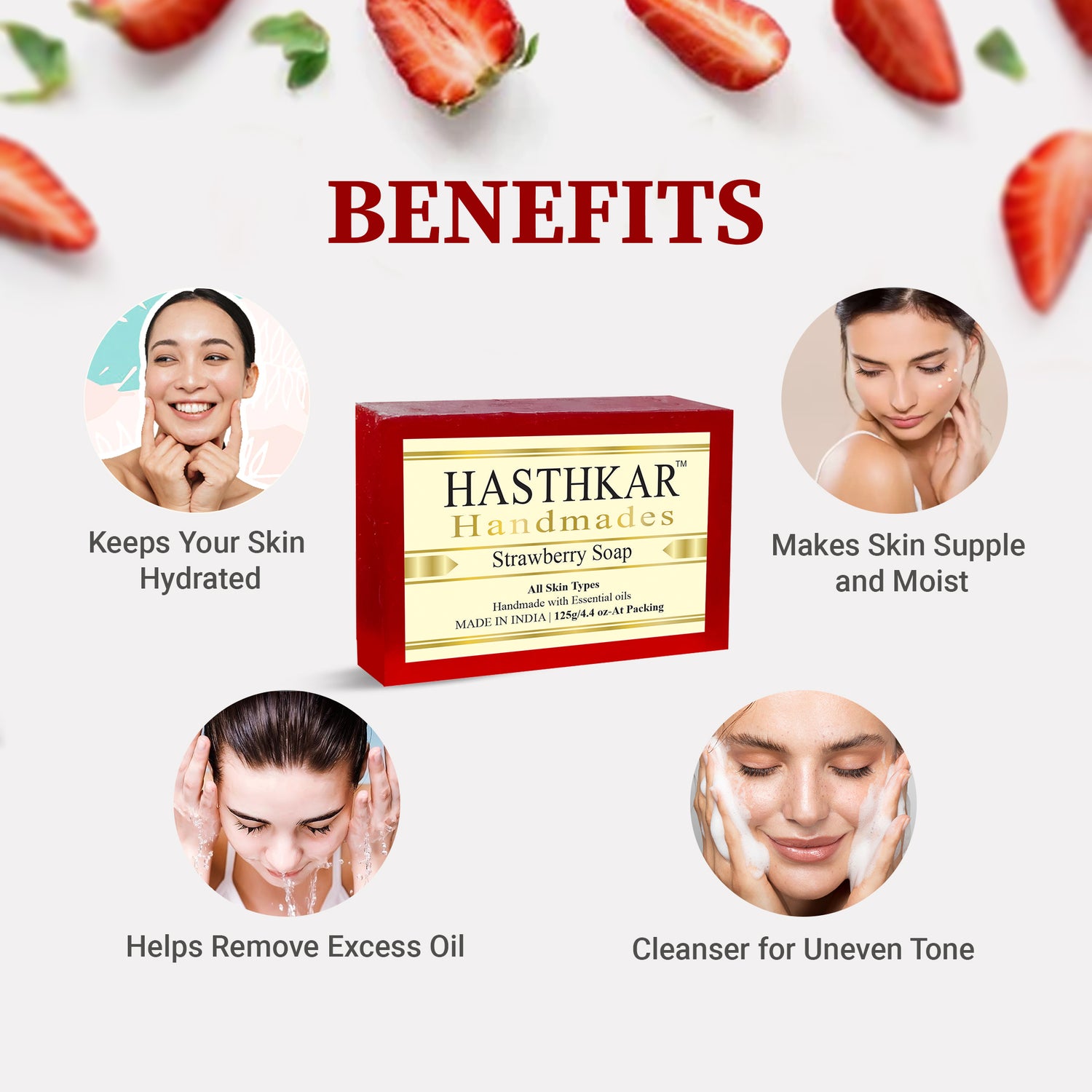 Hasthkar Handmades strawberry bath soap men women clean skin 