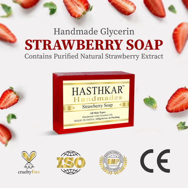 Hasthkar Handmade Glycerine Strawberry Soap- 125gm - BuyPureNaturals