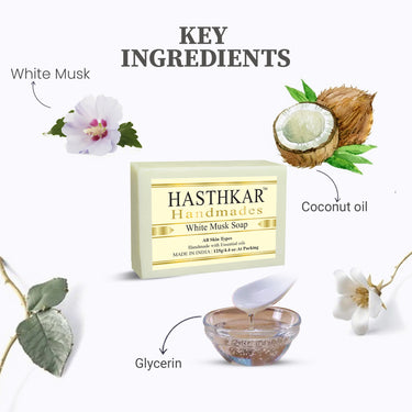 Hasthkar Handmade Glycerine White Musk Soap- 125gm - BuyPureNaturals