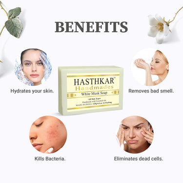 Hasthkar Handmade Glycerine White Musk Soap- 125gm - BuyPureNaturals