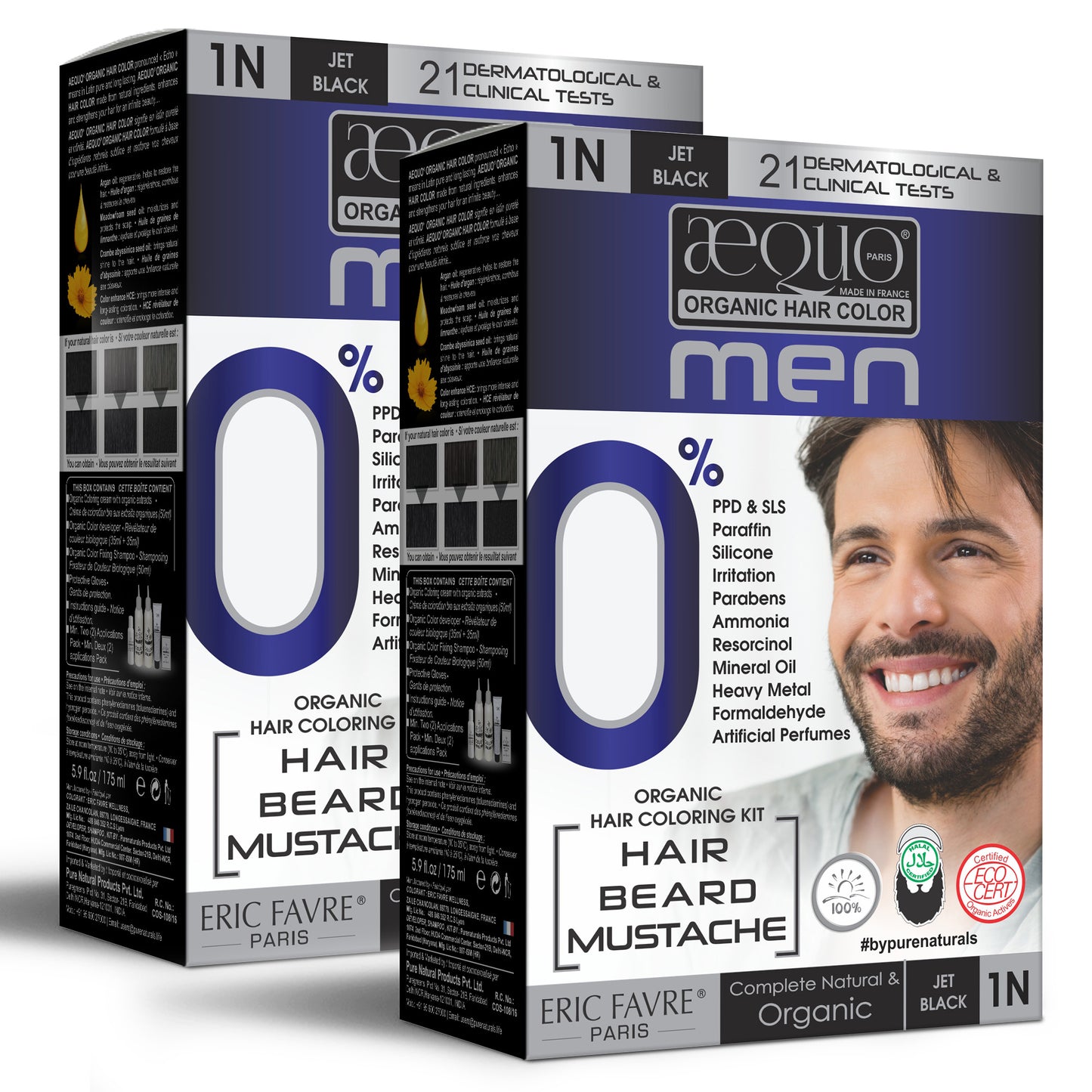 byPureNaturals Organic Cream Hair Colour for Men natural black pack of 2