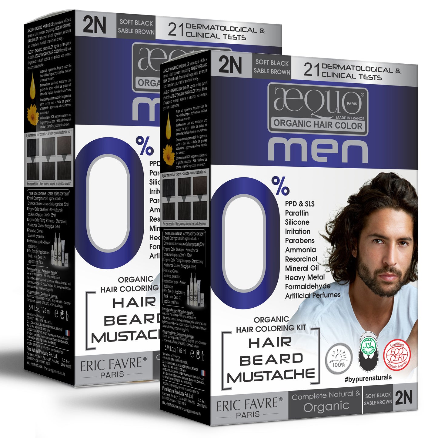 byPureNaturals Organic Cream Hair Colour for Men blackish brown pack of 2