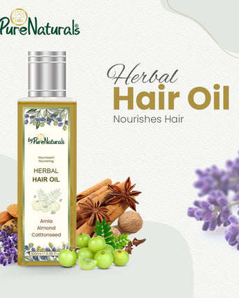 bypurenaturals 100% natural herbal hair oil enriched with amla almond and cottonseed