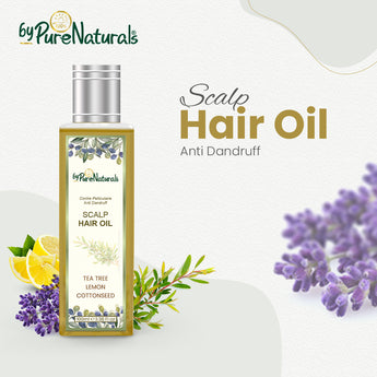 bypurenaturals 100% natural anti dandruff scalp hair oil enriched with lemon tea tree and cottonseed 