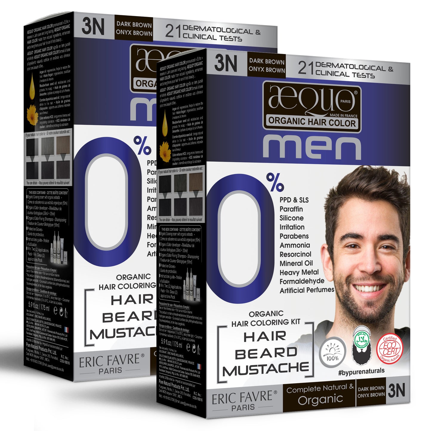byPureNaturals Organic Cream Hair Colour for Men dark brown pack of 2