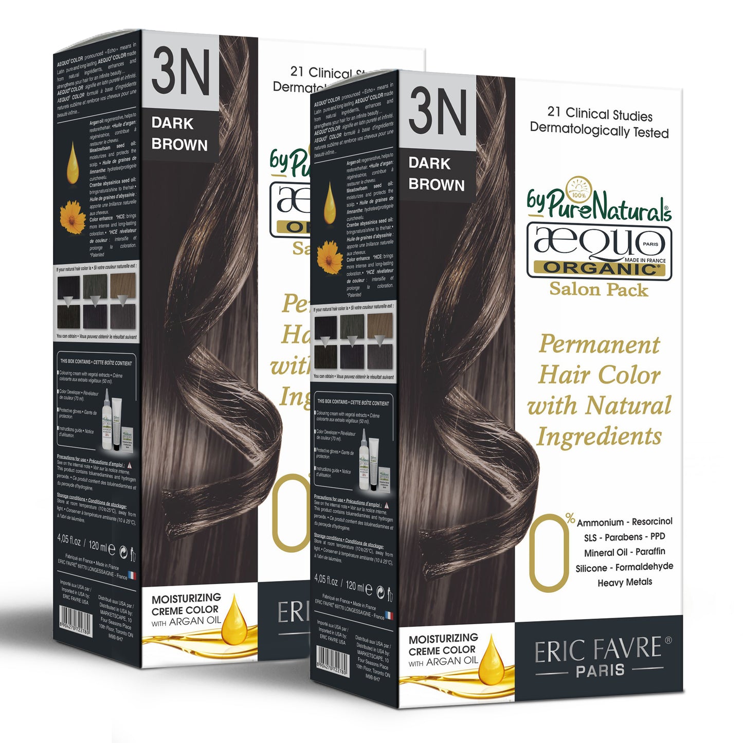 Aequo Organic Cream Hair Color Salon Pack dark brown pack of 2