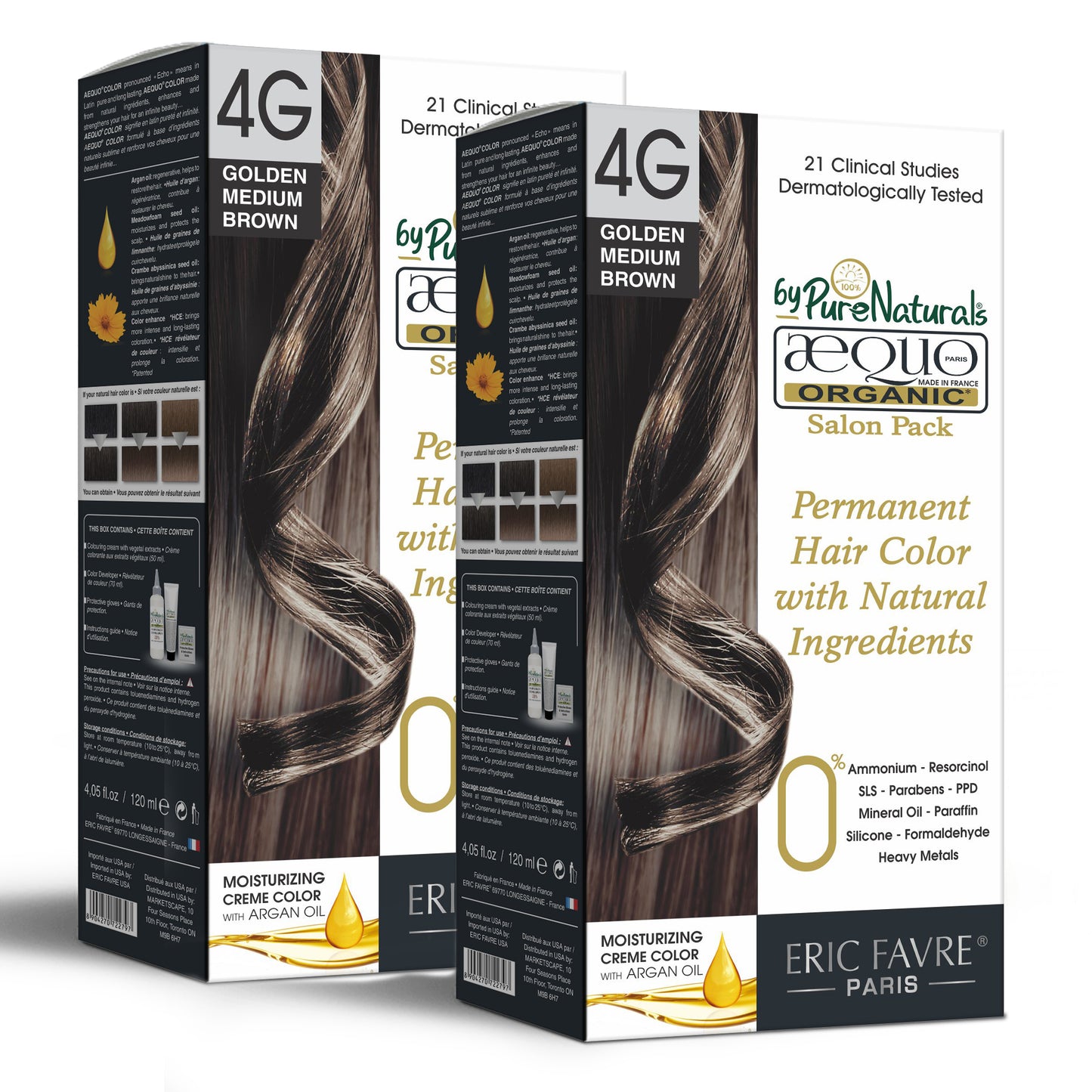 Aequo Organic Cream Hair Color Salon Pack golden brown pack of 2