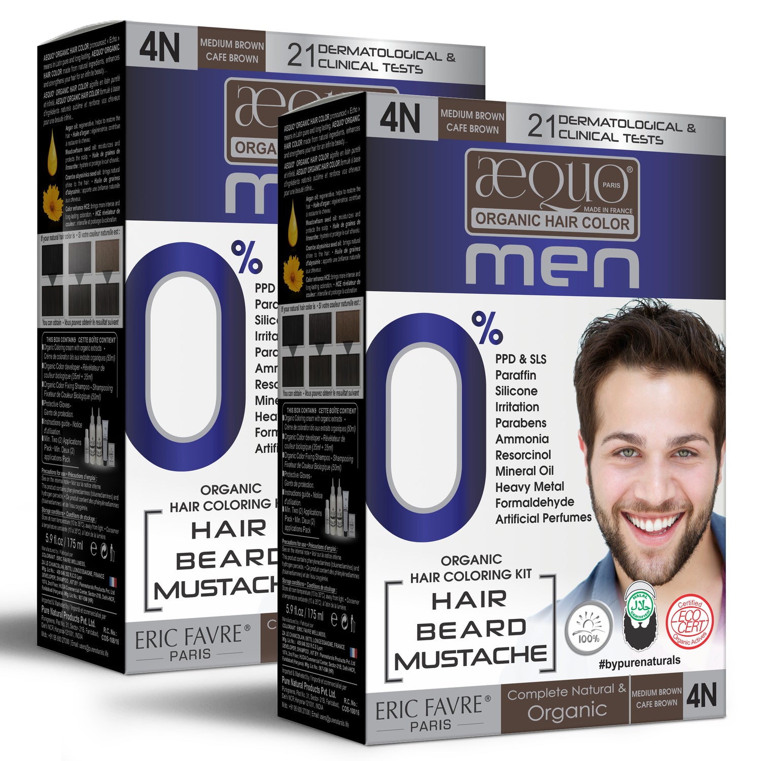 byPureNaturals Organic Cream Hair Colour for Men medium brown pack of 2
