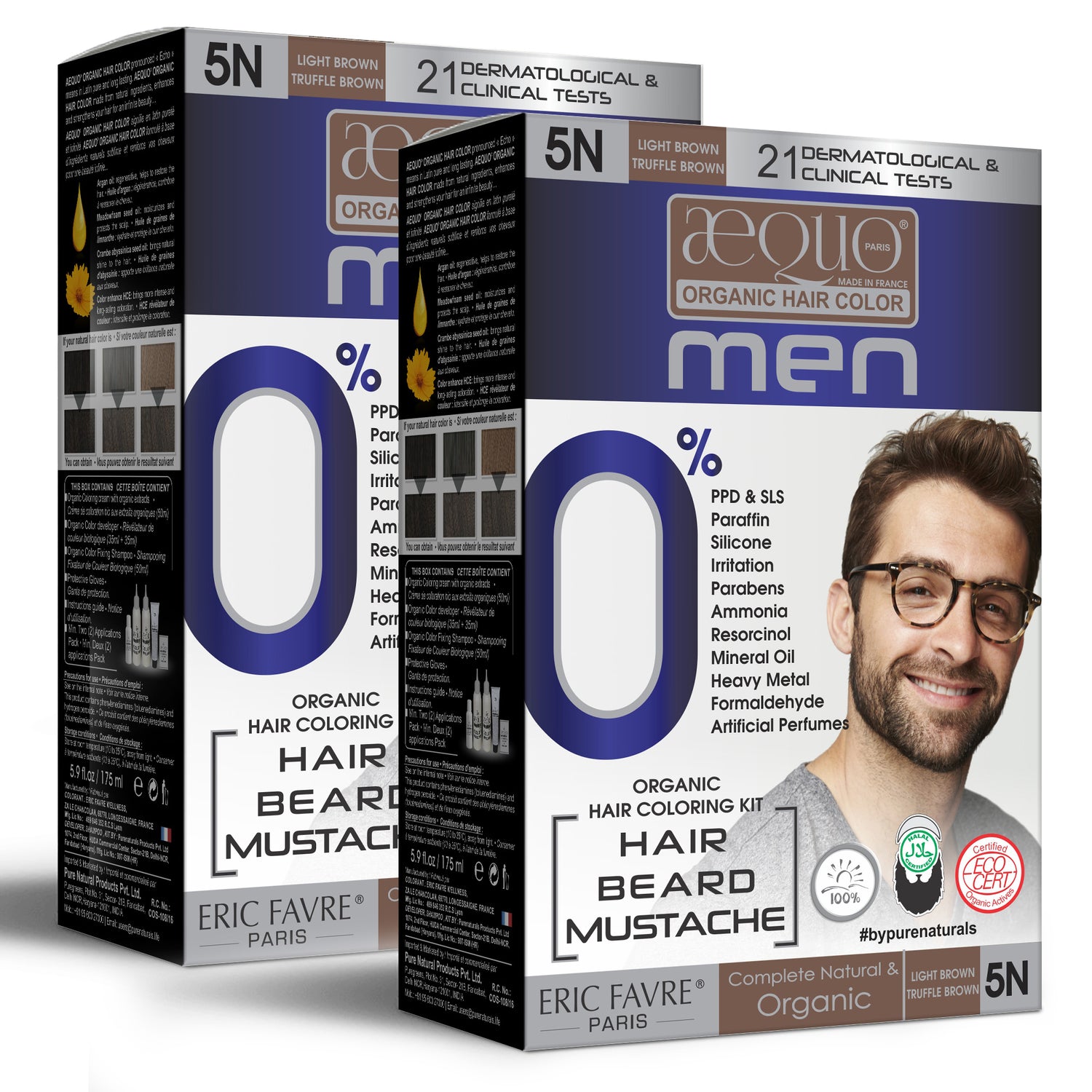 byPureNaturals Organic Cream Hair Colour for Men light brown pack of 2