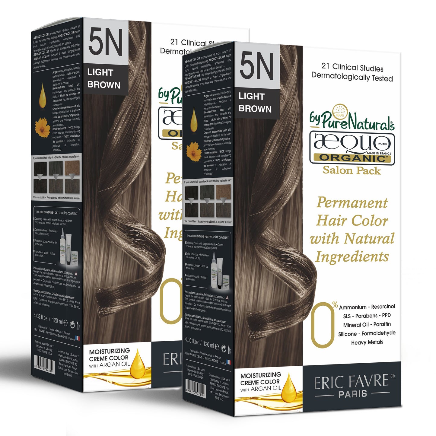 Aequo Organic Cream Hair Color Salon Pack light brown pack of 2