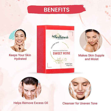 byPureNaturals SLS & Paraben Free Sweet Rose Soap- 125gm
